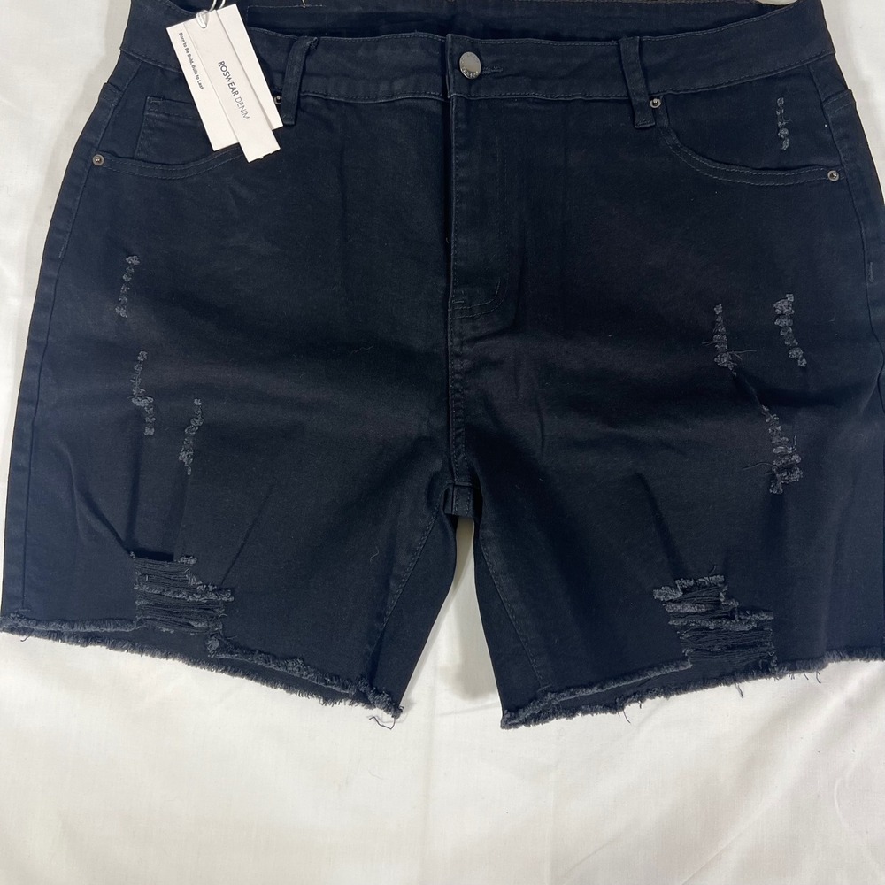 Roswear Denim Shorts Distressed Black Womens Size 18